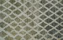 5x8 Hand Knotted Beige, Charcoal and Olive Modern Diamond Geometric Contemporary Recycled Silk Area Rug | OP87