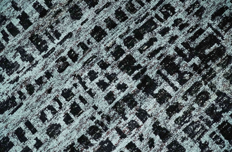 5x8 Hand Knotted Black and Silver Modern Abstract Contemporary Recycled Silk Area Rug | OP120