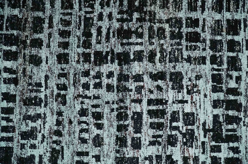 5x8 Hand Knotted Black and Silver Modern Abstract Contemporary Recycled Silk Area Rug | OP120