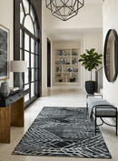 Black Ivory Teal Hand Knotted Recycled Silk Area Rug 5x8 - Contemporary