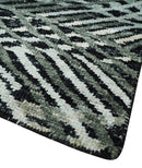Black Ivory Teal Hand Knotted Recycled Silk Area Rug 5x8 - Contemporary