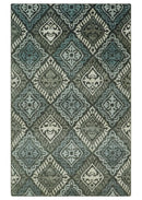 5x8 Hand Knotted Charcoal, Blue and  Ivory Antique Persian Style Contemporary Bamboo Silk Area Rug | OP88