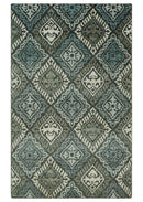 5x8 Hand Knotted Charcoal, Blue and  Ivory Antique Persian Style Contemporary Bamboo Silk Area Rug | OP88