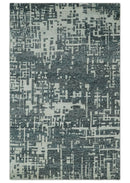 5x8 Hand Knotted Gray, Charcoal and Ivory Modern Abstract Contemporary Recycled art silk Area Rug