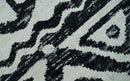 Hand Knotted Ivory and Black Antique Design Contemporary Recycled Silk Area Rug