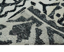 Hand Knotted Ivory and Black Antique Design Contemporary Recycled Silk Area Rug