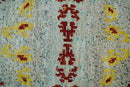 5x8 Hand Knotted Ivory, Red and Yellow Persian made of Recycled Silk Area Rug | OP95