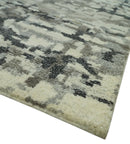 5x8 hand knotted Modern Abstract Beige, Silver, Taupe and Charcoal wool Area Rug