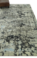 5x8 hand knotted Modern Abstract Beige, Silver, Taupe and Charcoal wool Area Rug