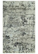 5x8 hand knotted Modern Abstract Beige, Silver, Taupe and Charcoal wool Area Rug