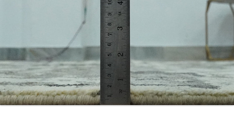 5x8 hand knotted Modern Abstract Beige, Silver, Taupe and Charcoal wool Area Rug