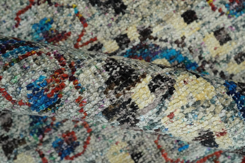 5x8 Hand Knotted Multicolor Antique Persian Style Contemporary Recycled Silk Area Rug | OP84