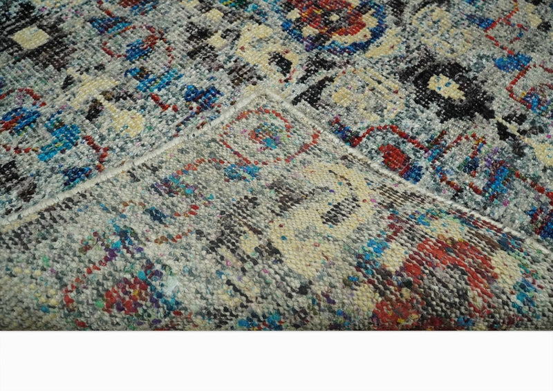 5x8 Hand Knotted Multicolor Antique Persian Style Contemporary Recycled Silk Area Rug | OP84