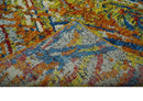 Recycled Silk Hand Knotted Area Rug 5x8 - Multicolor Modern Abstract Contemporary
