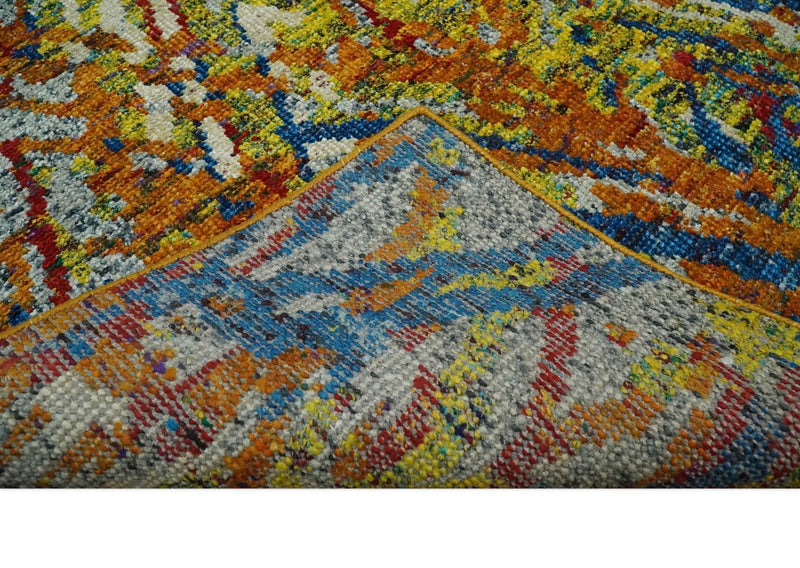 5x8 Hand Knotted Multicolor Modern Abstract Contemporary Recycled Silk Area Rug | OP111