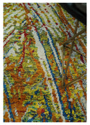 5x8 Hand Knotted Multicolor Modern Abstract Contemporary Recycled Silk Area Rug | OP111