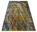 5x8 Hand Knotted Multicolor Modern Abstract Contemporary Recycled Silk Area Rug | OP111