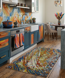 Recycled Silk Hand Knotted Area Rug 5x8 - Multicolor Modern Abstract Contemporary