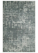 5x8 Hand Knotted Silver, Charcoal and Ivory Modern Abstract Contemporary Recycled Silk Area Rug