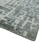 5x8 Hand Knotted Silver, Charcoal and Ivory Modern Abstract Contemporary Recycled Silk Area Rug