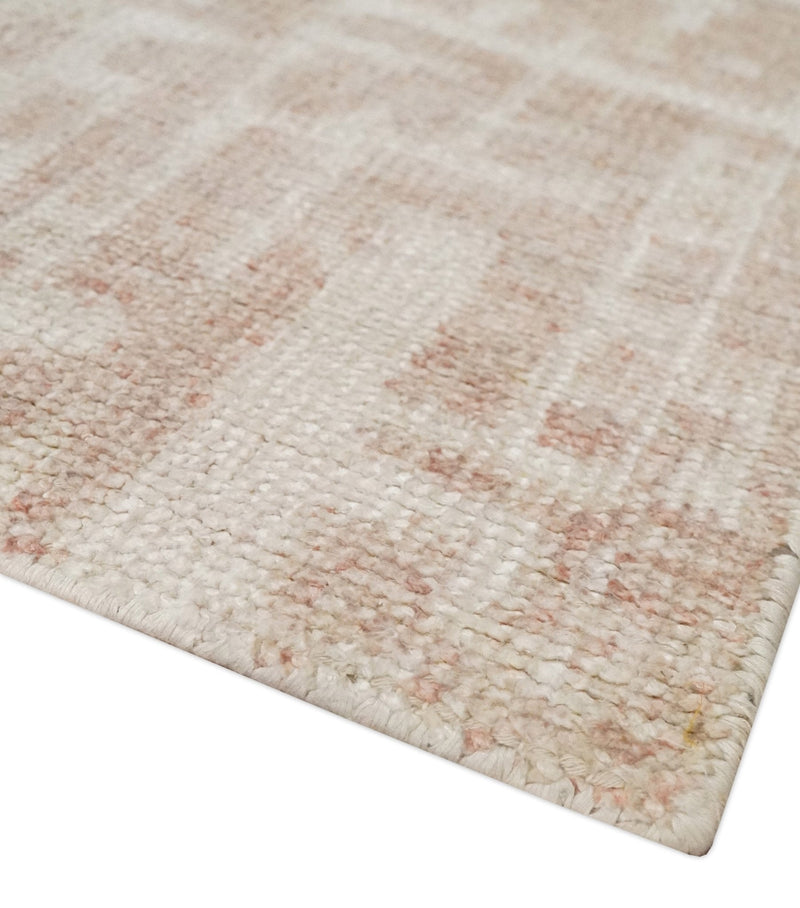 5x8 Hand Knotted Tan and Ivory Modern Abstract Contemporary Recycled Silk Area Rug