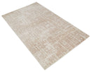 5x8 Hand Knotted Tan and Ivory Modern Abstract Contemporary Recycled Silk Area Rug