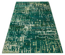 Teal Green Recycled Silk Hand Knotted Area Rug 5.6x8 - Modern Abstract