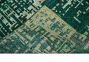 Teal Green Recycled Silk Hand Knotted Area Rug 5.6x8 - Modern Abstract