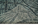 5x8 Hand Knotted Teal, Ivory and Blue Modern Style Contemporary Recycled Silk Area Rug | OP109