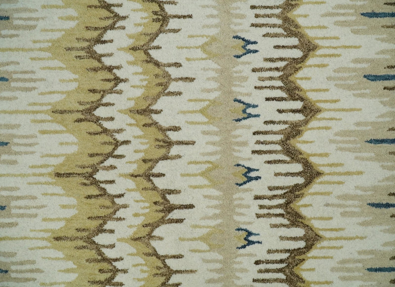 5x8 Hand Tufted Blue and Beige Modern Ikat Wool Area Rug | TRDMA37