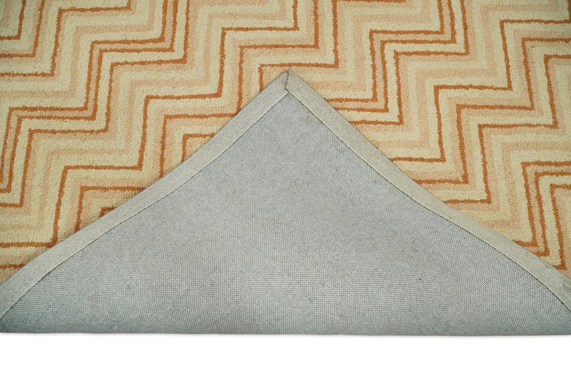 5x8 Hand Tufted Terracotta and Rust Modern Chevron Wool Area Rug | TRDMA39