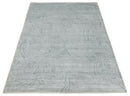 Silver and Gray Hand Woven Silk Area Rug 5x8 - Modern Floral Art