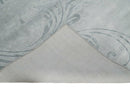 Silver and Gray Hand Woven Silk Area Rug 5x8 - Modern Floral Art