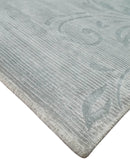 Silver and Gray Hand Woven Silk Area Rug 5x8 - Modern Floral Art