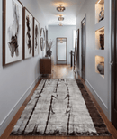 Silver and Brown Hand Woven and Carved Floral Design Art Silk Area Rug 5x8 Feet