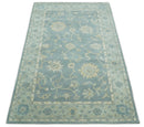 5x8 and 9x12 Handmade Classic Vintage Design Blue and Silver Wool Area Rug | TRDCP12158
