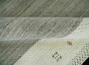 Wool Hand Woven Area Rug 5x8 Ivory Gray and Black Striped Southwestern Gabbeh