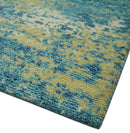 5x8 Modern Abstract Blue, Ivory and Olive Hand Knotted wool Area Rug