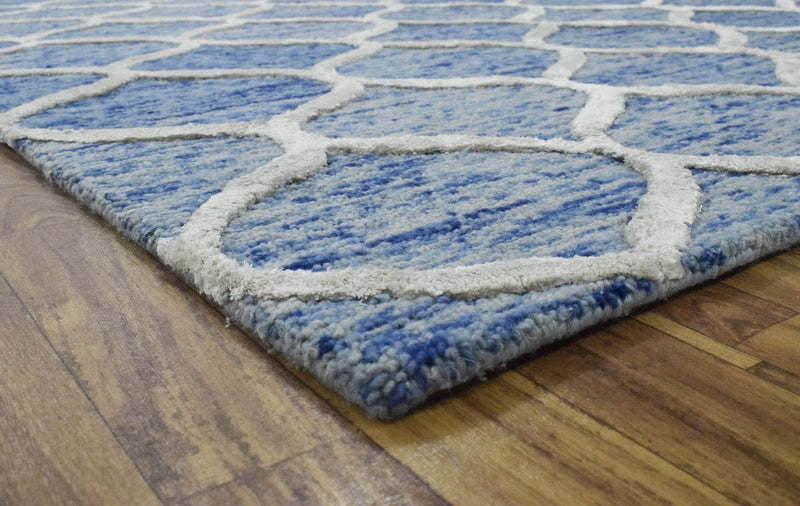 5x8 Modern Blue Handmade Area Rug