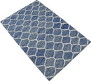 Hand Tufted Wool Area Rug Modern Geometric Patterns Blue 5x8