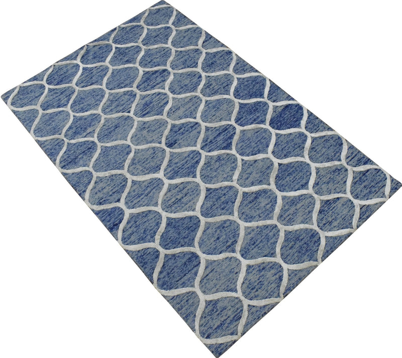 5x8 Modern Blue Handmade Area Rug