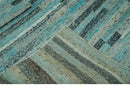 5x8 Modern Geomatical Aqua, Gray and Silver Stripes Design Hand Knotted wool Rug