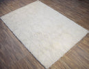 Beige and Charcoal Wool Area Rug 5x8 - Handmade Contemporary