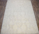 Beige and Charcoal Wool Area Rug 5x8 - Handmade Contemporary