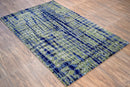 Blue And Green Abstract Hand Tufted Wool Area Rug 5x8 - Modern