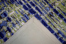 Blue And Green Abstract Hand Tufted Wool Area Rug 5x8 - Modern