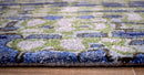 Blue And Green Abstract Hand Tufted Wool Area Rug 5x8 - Modern