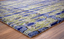 Blue And Green Abstract Hand Tufted Wool Area Rug 5x8 - Modern