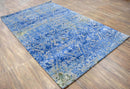 Blue Hand Tufted Wool Viscose Area Rug 5x8 - Modern Silky Sheen