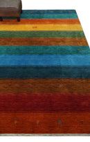 5x8 Rust and Multicolor Striped Wool Hand Woven Southwestern Lori Gabbeh Rug | KNT33